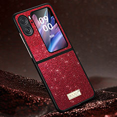 Coque Silicone Housse Etui Gel Bling-Bling LD1 pour Oppo Find N2 Flip 5G Rouge