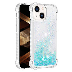 Coque Silicone Housse Etui Gel Bling-Bling S01 pour Apple iPhone 15 Bleu Ciel