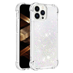 Coque Silicone Housse Etui Gel Bling-Bling S01 pour Apple iPhone 16 Pro Argent