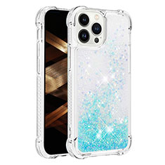 Coque Silicone Housse Etui Gel Bling-Bling S01 pour Apple iPhone 16 Pro Bleu Ciel