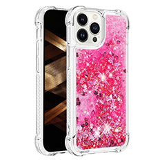 Coque Silicone Housse Etui Gel Bling-Bling S01 pour Apple iPhone 16 Pro Max Rose Rouge