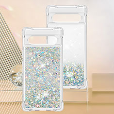 Coque Silicone Housse Etui Gel Bling-Bling S01 pour Google Pixel 7a 5G Blanc