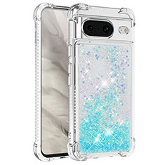 Coque Silicone Housse Etui Gel Bling-Bling S01 pour Google Pixel 8 5G Bleu Ciel