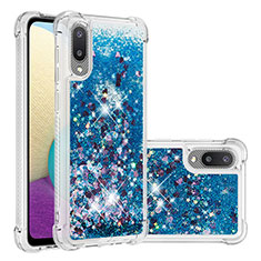 Coque Silicone Housse Etui Gel Bling-Bling S01 pour Samsung Galaxy A02 Bleu