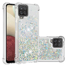 Coque Silicone Housse Etui Gel Bling-Bling S01 pour Samsung Galaxy A12 Argent