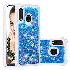 Coque Silicone Housse Etui Gel Bling-Bling S01 pour Samsung Galaxy A20e Bleu