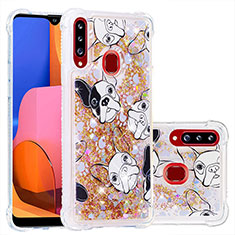 Coque Silicone Housse Etui Gel Bling-Bling S01 pour Samsung Galaxy A20s Or