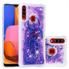 Coque Silicone Housse Etui Gel Bling-Bling S01 pour Samsung Galaxy A20s Violet