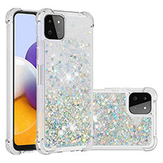 Coque Silicone Housse Etui Gel Bling-Bling S01 pour Samsung Galaxy A22 5G Argent