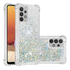 Coque Silicone Housse Etui Gel Bling-Bling S01 pour Samsung Galaxy A32 4G Argent