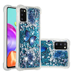 Coque Silicone Housse Etui Gel Bling-Bling S01 pour Samsung Galaxy A41 Bleu