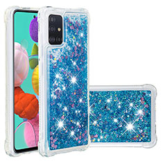 Coque Silicone Housse Etui Gel Bling-Bling S01 pour Samsung Galaxy A51 5G Bleu