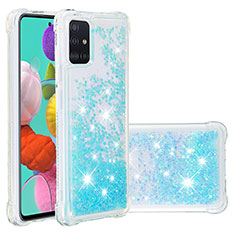 Coque Silicone Housse Etui Gel Bling-Bling S01 pour Samsung Galaxy A51 5G Bleu Ciel