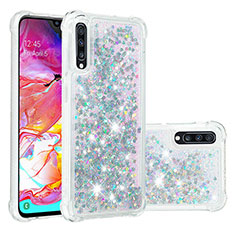 Coque Silicone Housse Etui Gel Bling-Bling S01 pour Samsung Galaxy A70S Argent