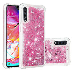 Coque Silicone Housse Etui Gel Bling-Bling S01 pour Samsung Galaxy A70S Rose Rouge