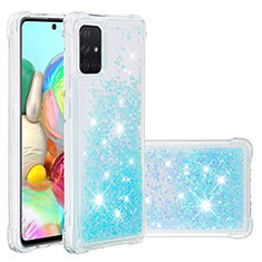 Coque Silicone Housse Etui Gel Bling-Bling S01 pour Samsung Galaxy A71 5G Bleu Ciel