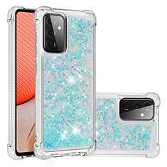 Coque Silicone Housse Etui Gel Bling-Bling S01 pour Samsung Galaxy A72 4G Bleu Ciel