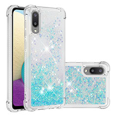 Coque Silicone Housse Etui Gel Bling-Bling S01 pour Samsung Galaxy M02 Bleu Ciel