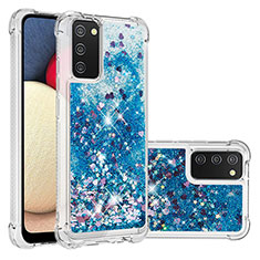 Coque Silicone Housse Etui Gel Bling-Bling S01 pour Samsung Galaxy M02s Bleu