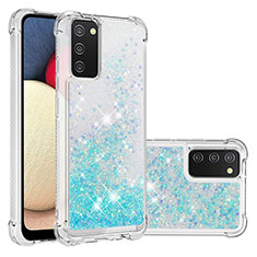 Coque Silicone Housse Etui Gel Bling-Bling S01 pour Samsung Galaxy M02s Bleu Ciel