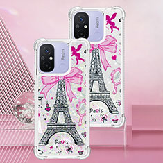 Coque Silicone Housse Etui Gel Bling-Bling S01 pour Xiaomi Redmi 12C 4G Or Rose