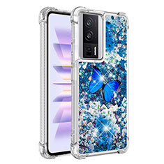 Coque Silicone Housse Etui Gel Bling-Bling S01 pour Xiaomi Redmi K60 5G Bleu