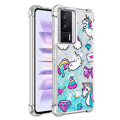 Coque Silicone Housse Etui Gel Bling-Bling S01 pour Xiaomi Redmi K60 5G Bleu Ciel