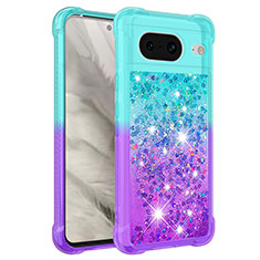 Coque Silicone Housse Etui Gel Bling-Bling S02 pour Google Pixel 8 5G Bleu Ciel