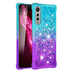 Coque Silicone Housse Etui Gel Bling-Bling S02 pour LG Velvet 4G Bleu Ciel