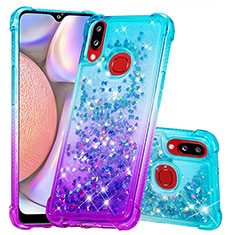 Coque Silicone Housse Etui Gel Bling-Bling S02 pour Samsung Galaxy A10s Bleu Ciel