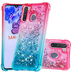 Coque Silicone Housse Etui Gel Bling-Bling S02 pour Samsung Galaxy A21 European Rose