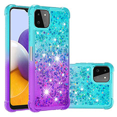 Coque Silicone Housse Etui Gel Bling-Bling S02 pour Samsung Galaxy A22s 5G Bleu Ciel