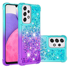 Coque Silicone Housse Etui Gel Bling-Bling S02 pour Samsung Galaxy A33 5G Bleu Ciel