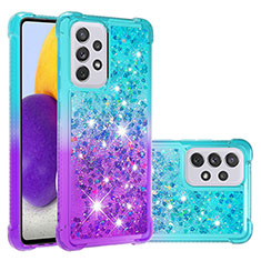 Coque Silicone Housse Etui Gel Bling-Bling S02 pour Samsung Galaxy A73 5G Bleu Ciel