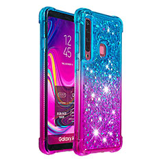 Coque Silicone Housse Etui Gel Bling-Bling S02 pour Samsung Galaxy A9s Bleu Ciel