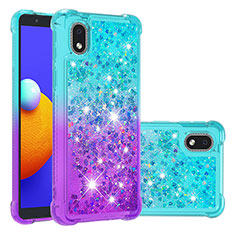 Coque Silicone Housse Etui Gel Bling-Bling S02 pour Samsung Galaxy M01 Core Bleu Ciel