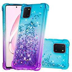 Coque Silicone Housse Etui Gel Bling-Bling S02 pour Samsung Galaxy Note 10 Lite Bleu Ciel