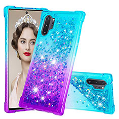 Coque Silicone Housse Etui Gel Bling-Bling S02 pour Samsung Galaxy Note 10 Plus 5G Bleu Ciel