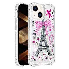 Coque Silicone Housse Etui Gel Bling-Bling S03 pour Apple iPhone 14 Plus Or Rose