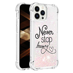 Coque Silicone Housse Etui Gel Bling-Bling S03 pour Apple iPhone 14 Pro Rose