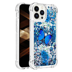 Coque Silicone Housse Etui Gel Bling-Bling S03 pour Apple iPhone 15 Pro Bleu