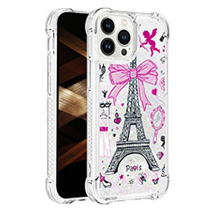 Coque Silicone Housse Etui Gel Bling-Bling S03 pour Apple iPhone 15 Pro Max Or Rose