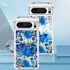 Coque Silicone Housse Etui Gel Bling-Bling S03 pour Google Pixel 8 Pro 5G Bleu