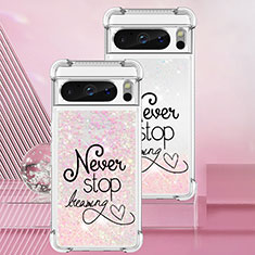 Coque Silicone Housse Etui Gel Bling-Bling S03 pour Google Pixel 8 Pro 5G Rose