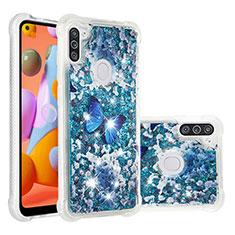 Coque Silicone Housse Etui Gel Bling-Bling S03 pour Samsung Galaxy A11 Bleu