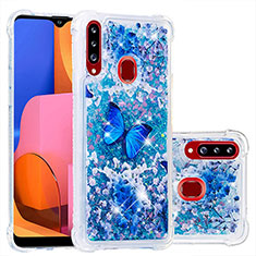 Coque Silicone Housse Etui Gel Bling-Bling S03 pour Samsung Galaxy A20s Bleu