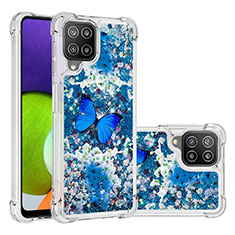 Coque Silicone Housse Etui Gel Bling-Bling S03 pour Samsung Galaxy A22 4G Bleu