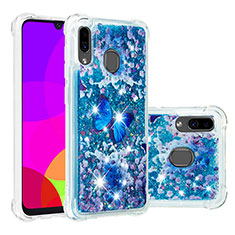 Coque Silicone Housse Etui Gel Bling-Bling S03 pour Samsung Galaxy A30 Bleu