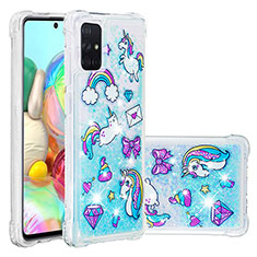 Coque Silicone Housse Etui Gel Bling-Bling S03 pour Samsung Galaxy A71 4G A715 Bleu Ciel