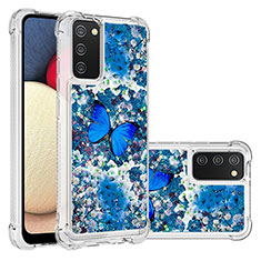 Coque Silicone Housse Etui Gel Bling-Bling S03 pour Samsung Galaxy M02s Bleu